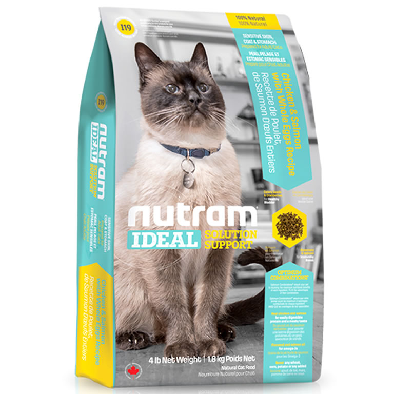 I19 Nutram Ideal Sensitive Skin, Coat & Stomach Cat